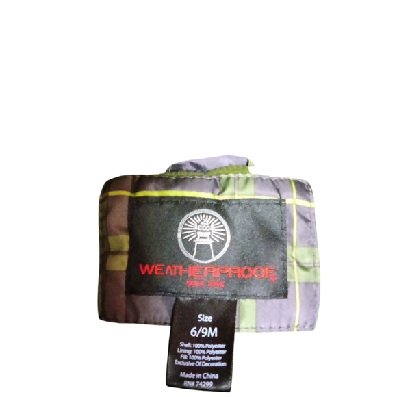 Weatherproof Snowsuit Baby Boy 6-9month Green Plaid With Feet & Hand Covers - Picture 3 of 3